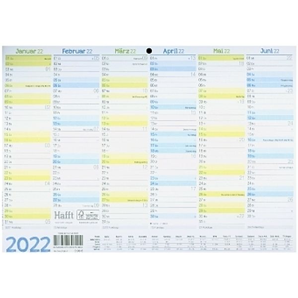 Tafelkalender 2022 A4 [Blau-Grün]