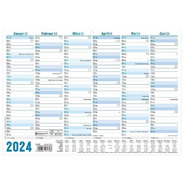 Tafelkalender 2024 A4 [Blau]