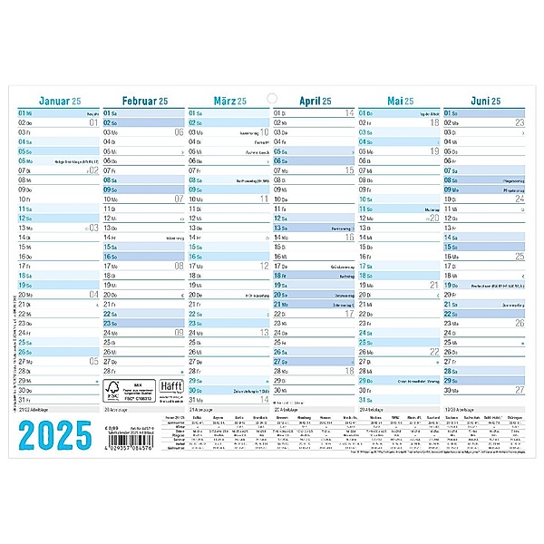 Tafelkalender 2025 A4 [Blau]