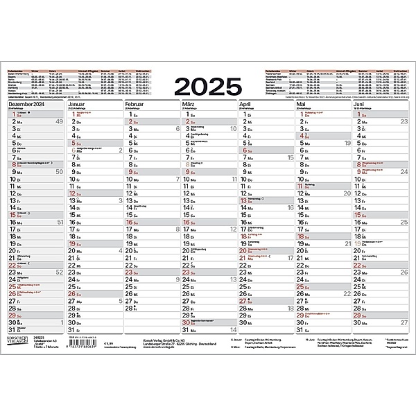 Tafelkalender A3 Stabil 2025