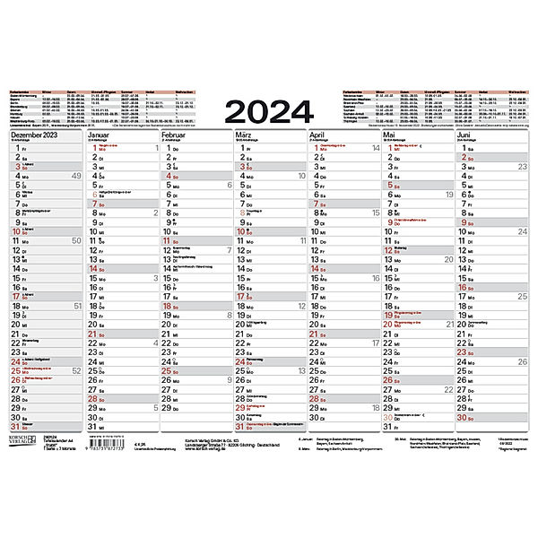 Tafelkalender A4 Stabil 2024