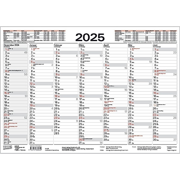 Tafelkalender A4 Stabil 2025