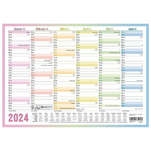 Tafelkalender Premium 2024 A4 [Rainbow]