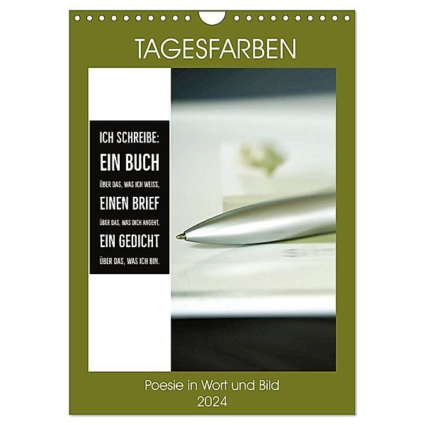 Tagesfarben - Poesie in Wort und Bild (Wandkalender 2024 DIN A4 hoch), CALVENDO Monatskalender, Martina Marten und Gudrun Schwibbe