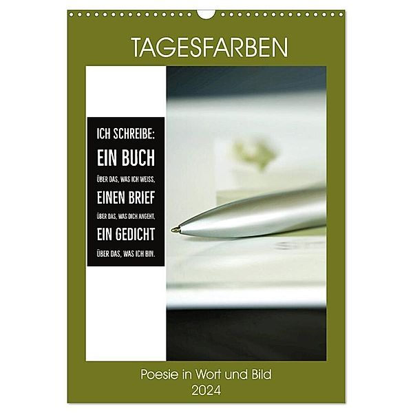 Tagesfarben - Poesie in Wort und Bild (Wandkalender 2024 DIN A3 hoch), CALVENDO Monatskalender, Martina Marten und Gudrun Schwibbe