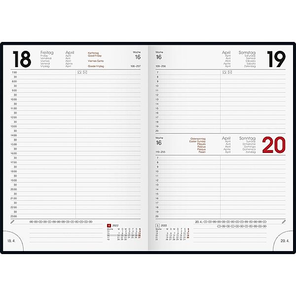 Tageskalender Modell 795 2022, Balacron-Einband blau