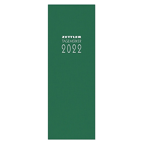 Tagevormerkbuch grün 2022 - Bürokalender 10,4x29,6 cm - 2 Tage auf 1 Seite - Einband mit Leinenstruktur - mit Eckperfora