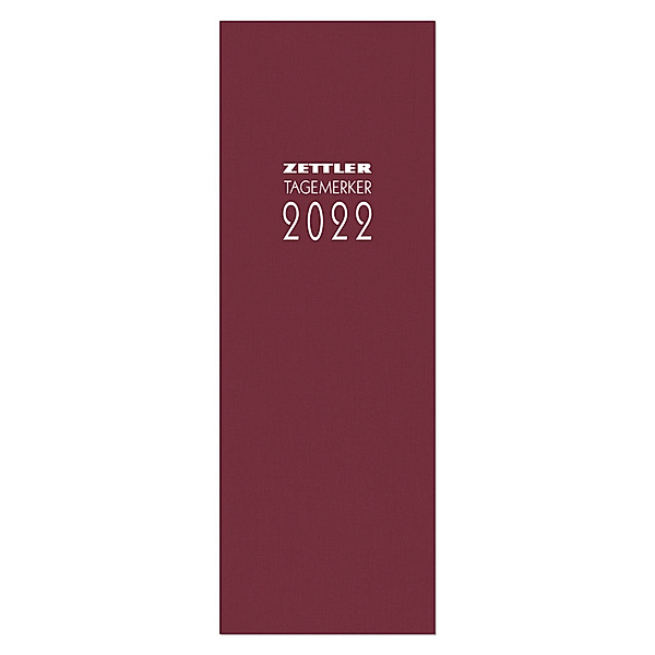 Tagevormerkbuch rot 2022 - Bürokalender 10,4x29,6 cm - 2 Tage auf 1 Seite - Einband mit Leinenstruktur - mit Eckperforation und Leseband - 801-0011