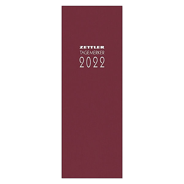 Tagevormerkbuch rot 2022 - Bürokalender 10,4x29,6 cm - 2 Tage auf 1 Seite - Einband mit Leinenstruktur - mit Eckperforation und Leseband - 801-0011