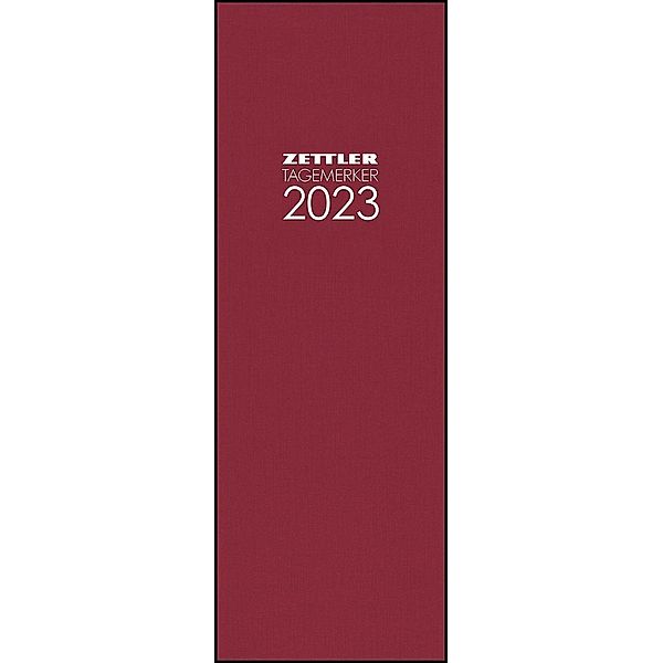 Tagevormerkbuch rot 2023 - Bürokalender 10,4x29,6 cm - 2 Tage auf 1 Seite - Einband mit Leinenstruktur - mit Eckperforat