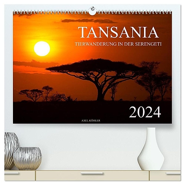 Tansania - Tierwanderung in der Serengeti (hochwertiger Premium Wandkalender 2024 DIN A2 quer), Kunstdruck in Hochglanz, Axel Köhler
