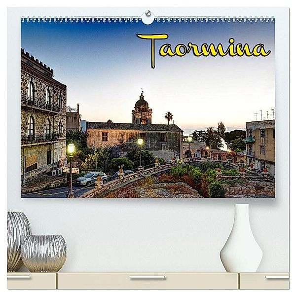 Taormina zur blauen Stunde (hochwertiger Premium Wandkalender 2025 DIN A2 quer), Kunstdruck in Hochglanz, Calvendo, Jens Schneider