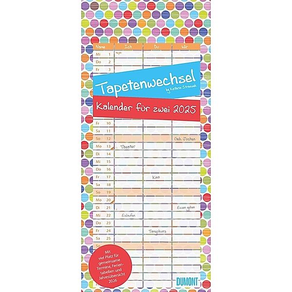 Tapetenwechsel 2025 - Kalender für zwei - Notizkalender - Partner-Planer - Format 22 x 49,5 cm