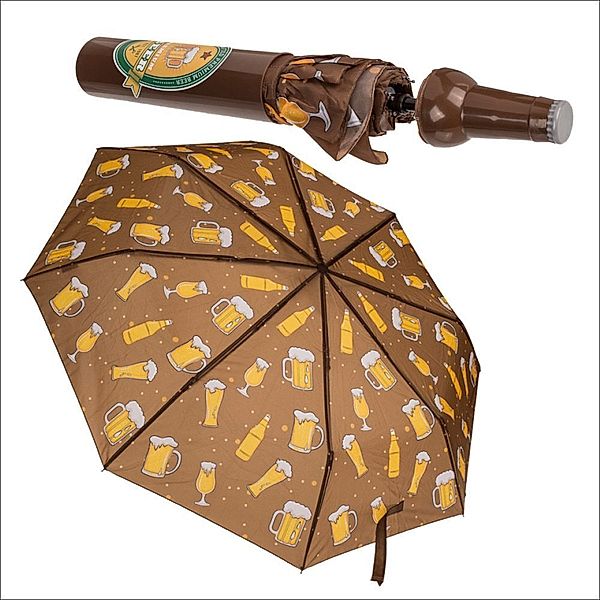 Taschen-Regenschirm, Design Bierflasche
