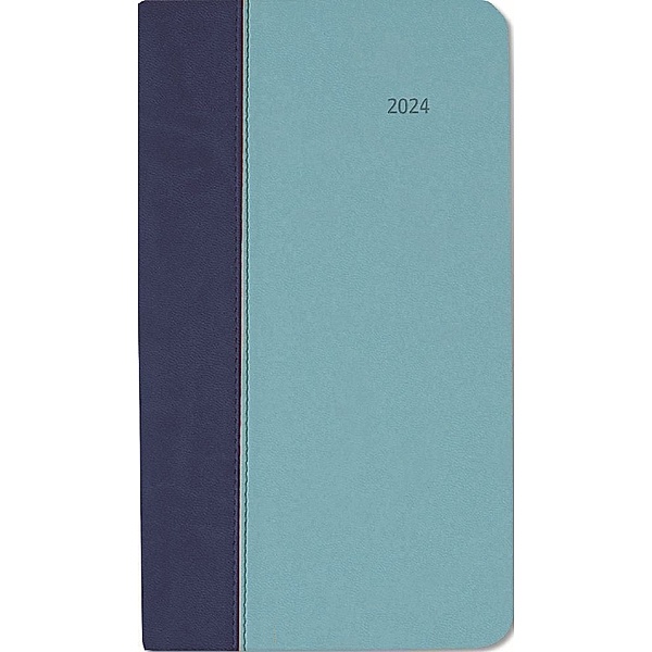 Taschenkalender Premium Air blau-azur 2024 - Büro-Kalender 9x15,6 cm - 1 Woche 2 Seiten - 128 Seiten - mit weichem Tucson-Einband - Alpha Edition