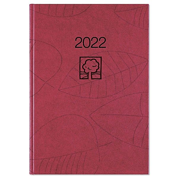 Taschenkalender rot 2022 - Bürokalender 10,2x14,2 - 1 Tag auf 1 Seite - robuster Kartoneinband - Stundeneinteilung 7-19