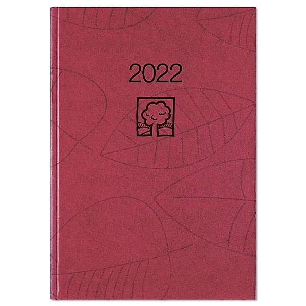 Taschenkalender rot 2022 - Bürokalender 10,2x14,2 - 1 Tag auf 1 Seite - robuster Kartoneinband - Stundeneinteilung 7-19