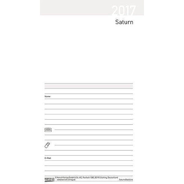 Taschenkalender Saturn Leporello Einlage 2017