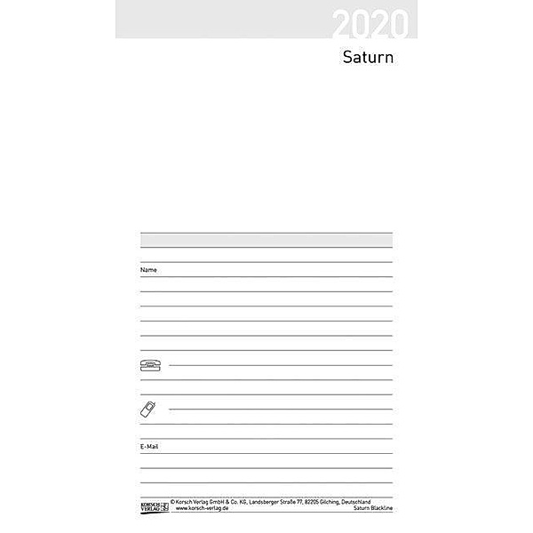 Taschenkalender Saturn Leporello Einlage 2020