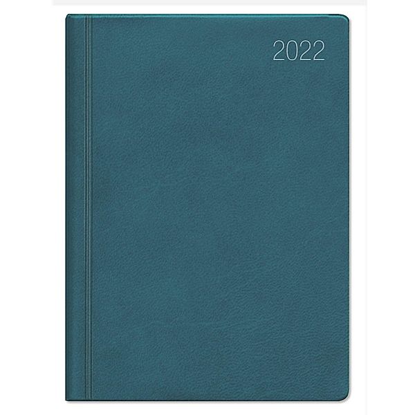 Taschenkalender türkis 2022 - Bürokalender 10,2x14,2 - 1 Woche auf 2 Seiten - flexibler Kunststoffeinband - Notizheft -