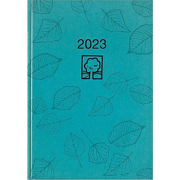 Taschenkalender türkis 2023 - Bürokalender 10,2x14,2 - 1 Tag auf 1 Seite - robuster Kartoneinband - Stundeneinteilung 7-