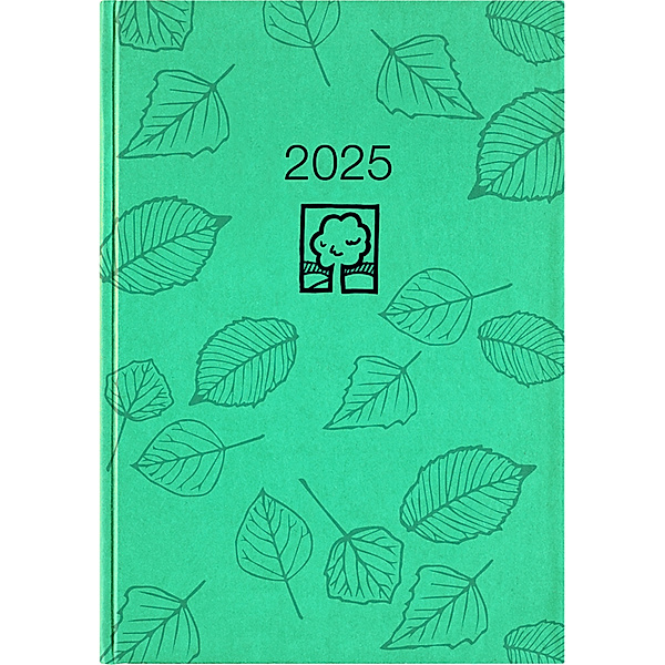 Taschenkalender türkis 2025 - Bürokalender 10,2x14,2 - 1 Tag auf 1 Seite - robuster Kartoneinband - Stundeneinteilung 7-19 Uhr - Blauer Engel - 610-0721