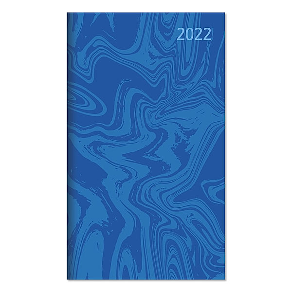 Taschenplaner blau 2022 - Bürokalender 8,8x15,2 cm - 1 Woche auf 1 Seite - Kartoneinband - separates Adressheft - faltbar - Notizheft - 540-1115