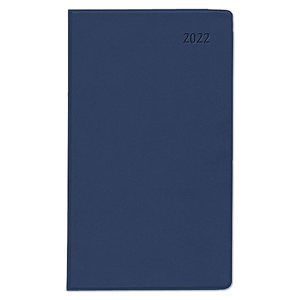 Taschenplaner blau 2022 - Bürokalender 9,5x16 cm - 112 Seiten - 1 Woche auf 2 Seiten - separates Adressheft - faltbar -