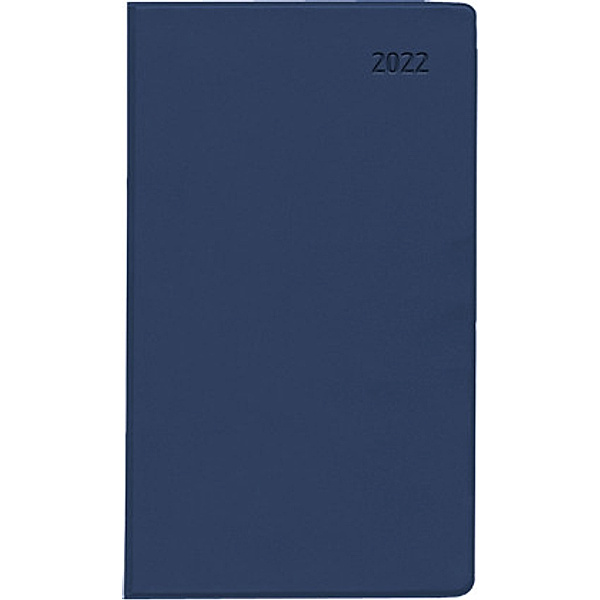 Taschenplaner blau 2022 - Bürokalender 9,5x16 cm - 32 Seiten - 1 Monat auf 2 Seiten - separates Adressheft - faltbar - N