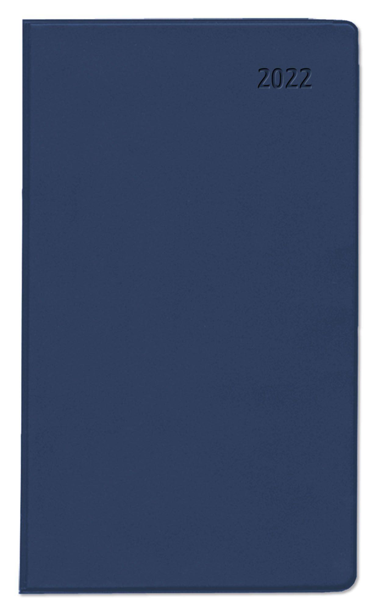 Bürokalender 9,5x16 cm 32 Seiten Taschenplaner blau 2022 1 Monat auf 2 Sei 