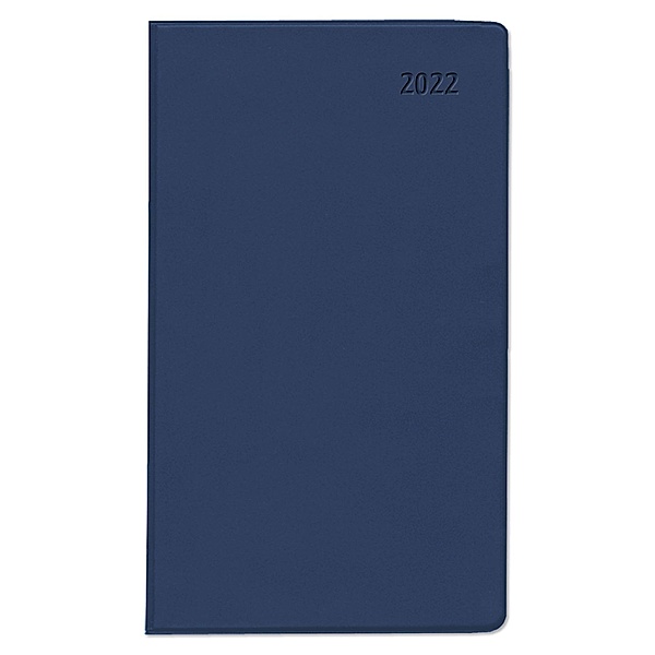 Taschenplaner blau 2022 - Bürokalender 9,5x16 cm - 64 Seiten - 1 Woche auf 1 Seite - separates Adressheft - faltbar - No