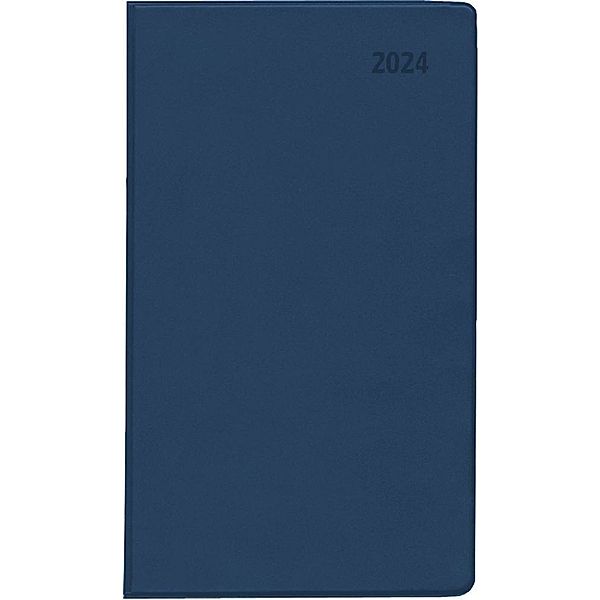 Taschenplaner blau 2024 - Bürokalender 9,5x16 cm - 112 Seiten - 1 Woche auf 2 Seiten - separates Adressheft - faltbar - Notizheft - 560-1015