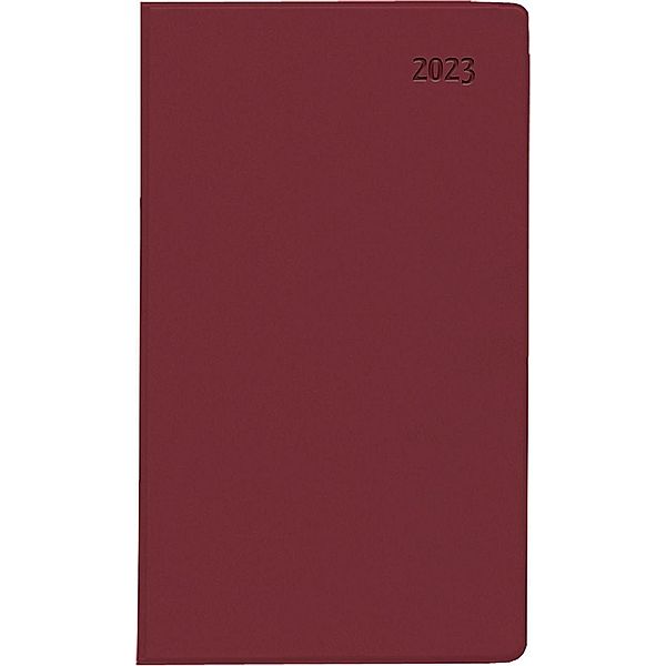 Taschenplaner bordeaux 2023 - Bürokalender 9,5x16 cm - 64 Seiten - 1 Woche auf 1 Seite - separates Adressheft - faltbar