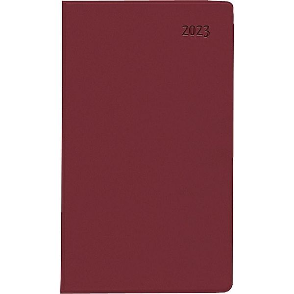 Taschenplaner bordeaux 2023 - Bürokalender 9,5x16 cm - 32 Seiten - 1 Monat auf 2 Seiten - separates Adressheft - faltbar