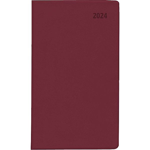 Taschenplaner bordeaux 2024 - Bürokalender 9,5x16 cm - 64 Seiten - 1 Woche auf 1 Seite - separates Adressheft - faltbar - Notizheft - 540-1101