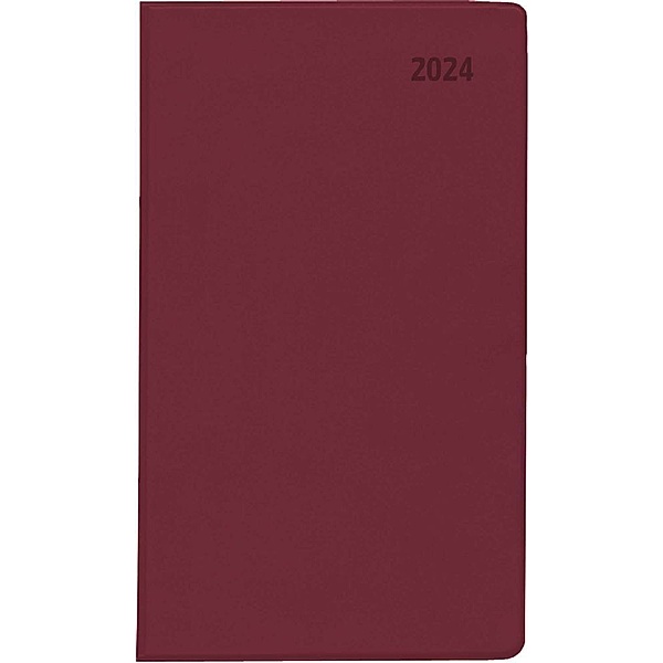 Taschenplaner bordeaux 2024 - Bürokalender 9,5x16 cm - 112 Seiten - 1 Woche auf 2 Seiten - separates Adressheft - faltbar - Notizheft - 560-1011