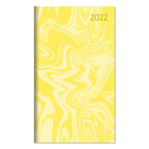 Taschenplaner gelb 2022 - Bürokalender 8,8x15,2 cm - 1 Woche auf 1 Seite - Kartoneinband - separates Adressheft - faltbar - Notizheft - 540-1119