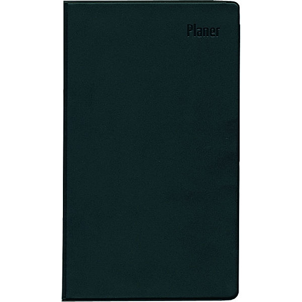 Taschenplaner Leporello PVC schwarz 2025 - Bürokalender 9,5x16 cm - 1 Monat auf 2 Seite - separates Adressheft - faltbar - Notizheft - 501-1020