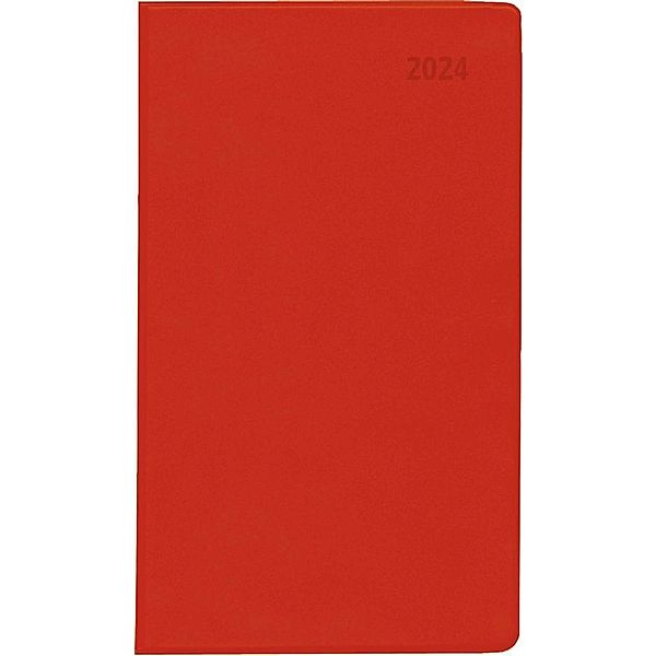 Taschenplaner rot 2024 - Bürokalender 9,5x16 cm - 112 Seiten - 1 Woche auf 2 Seiten - separates Adressheft - faltbar - Notizheft - 560-1013