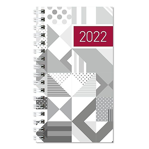 Taschenplaner silber 2022 - Bürokalender 8,6x15,2 cm - 1 Woche auf 2 Seiten - Kartoneinband mit Silberfolie - Notizheft