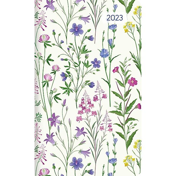 Taschenplaner Style Wildblumen 2023 - Taschen-Kalender 9,5x16 cm - seperates Adressheft - 1 Seite 1 Woche - 64 Seiten -