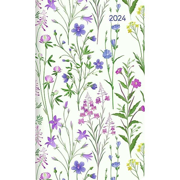 Taschenplaner Style Wildblumen 2024 - Taschen-Kalender 9,5x16 cm - seperates Adressheft - 1 Seite 1 Woche - 64 Seiten - Notiz-Heft - Alpha Edition