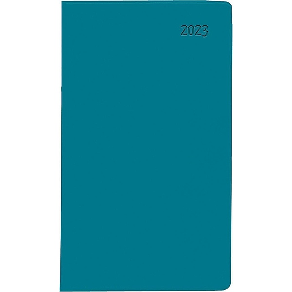 Taschenplaner türkis 2023 - Bürokalender 9,5x16 cm - 112 Seiten - 1 Woche auf 2 Seiten - separates Adressheft - faltbar