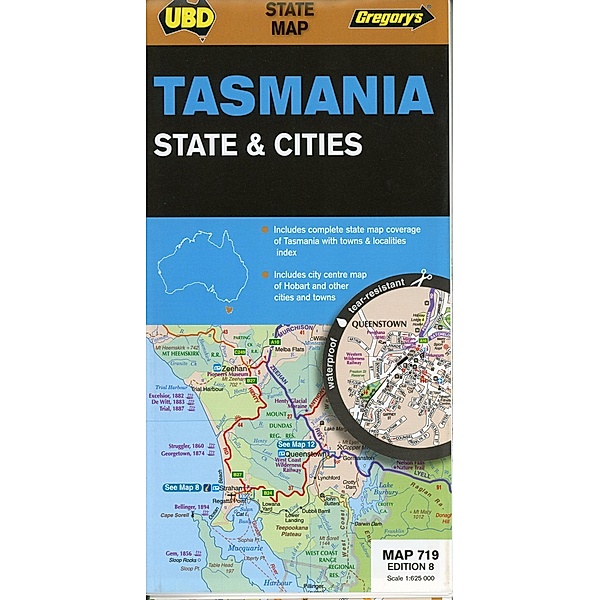Tasmania State & Cities  1 : 625 000