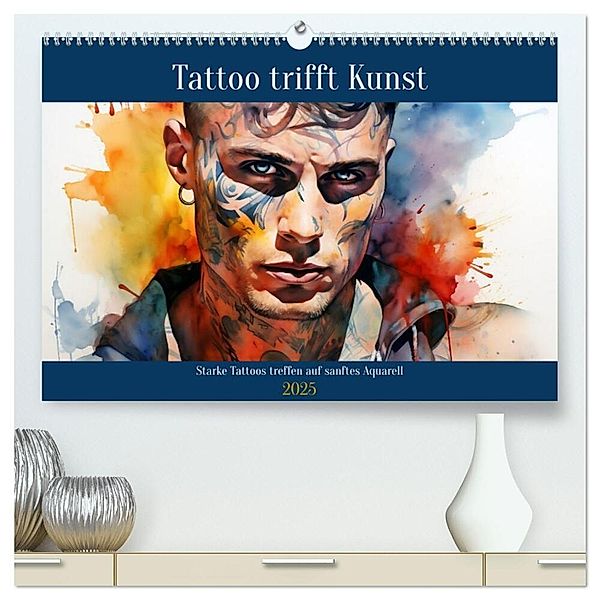 Tattoo trifft Kunst (hochwertiger Premium Wandkalender 2025 DIN A2 quer), Kunstdruck in Hochglanz, Calvendo, Daniela Tapper