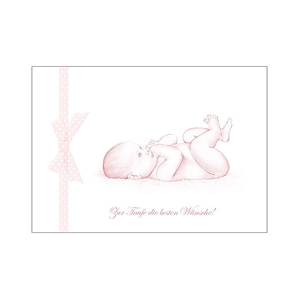 Grußkarte mit Herz Taufkarten BABY 2er-Set in rosa