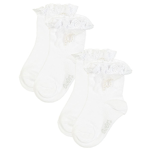 ewers Taufsocken SPITZENAPPLIKATION 2er-Pack in weiß