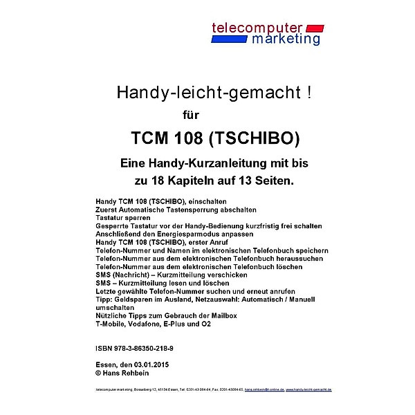 Tchibo TCM 108-leicht-gemacht, Hans Rehbein