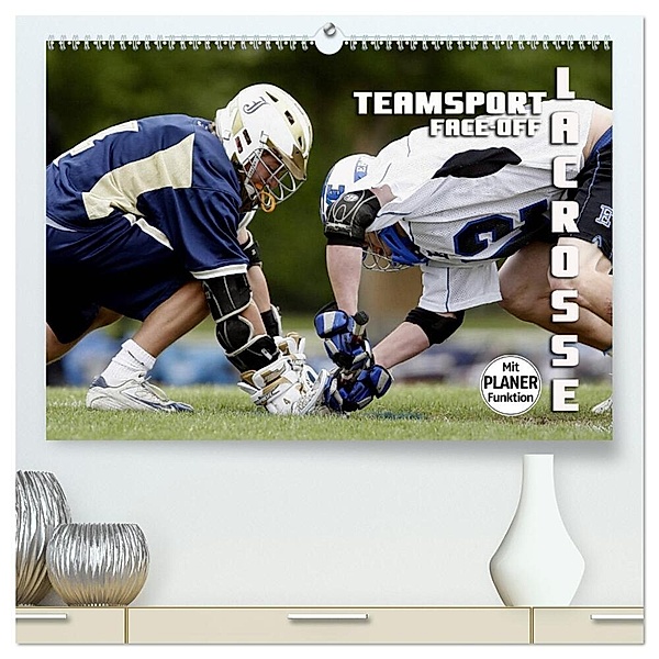 Teamsport Lacrosse - Face-off (hochwertiger Premium Wandkalender 2024 DIN A2 quer), Kunstdruck in Hochglanz, Renate Bleicher