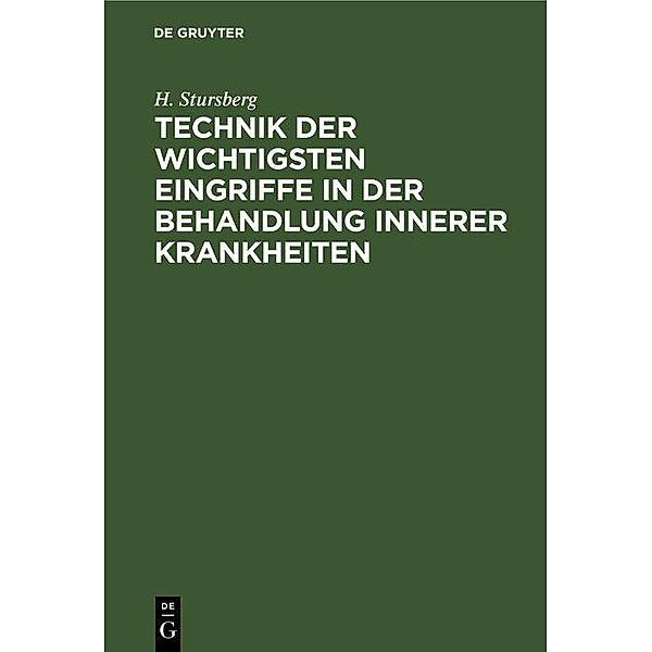 Technik der wichtigsten Eingriffe in der Behandlung innerer Krankheiten, H. Stursberg